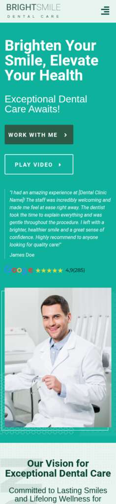 7-Template Dental WordPress Build — Template 2 (mobile)