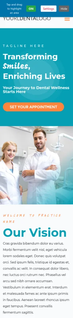 7-Template Dental WordPress Build — Template 3 (mobile)