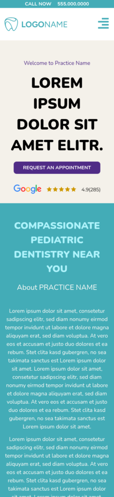 7-Template Dental WordPress Build — Template 4 (mobile)