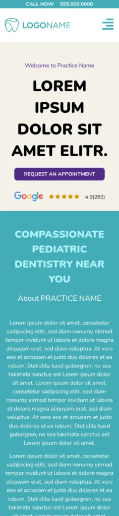 7-Template Dental WordPress Build — Template 4 (mobile)