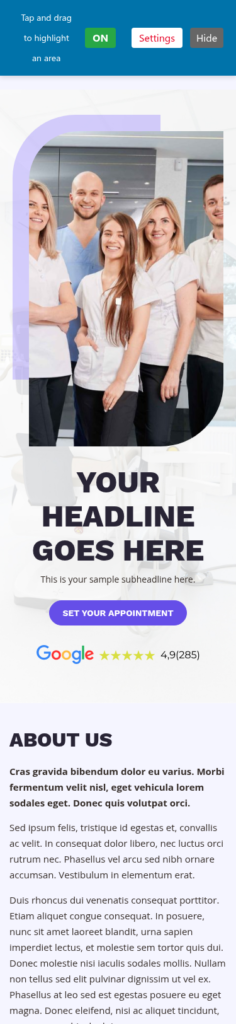 7-Template Dental WordPress Build — Template 7 (mobile)