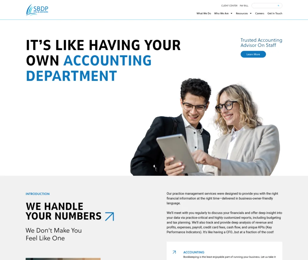 8-Template CPA Advisory WordPress Build — desktop view at 1920 px