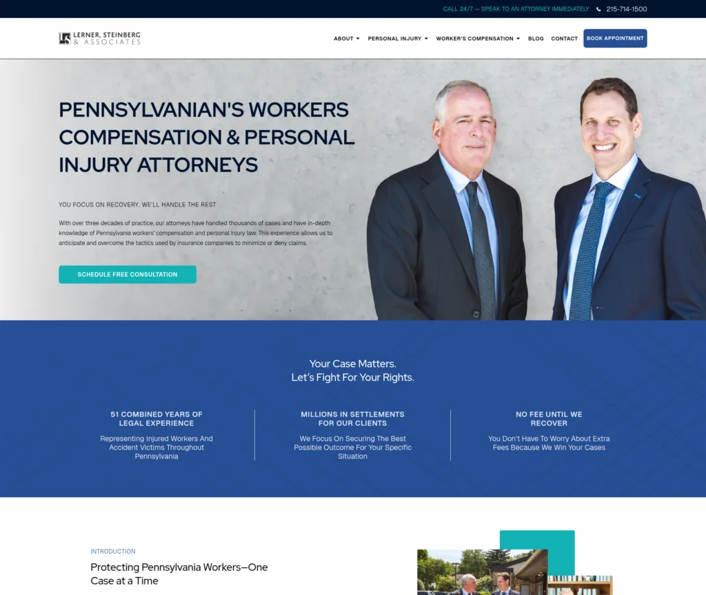 26-Page Pennsylvania Law Firm WordPress Build — desktop view at 1920 px
