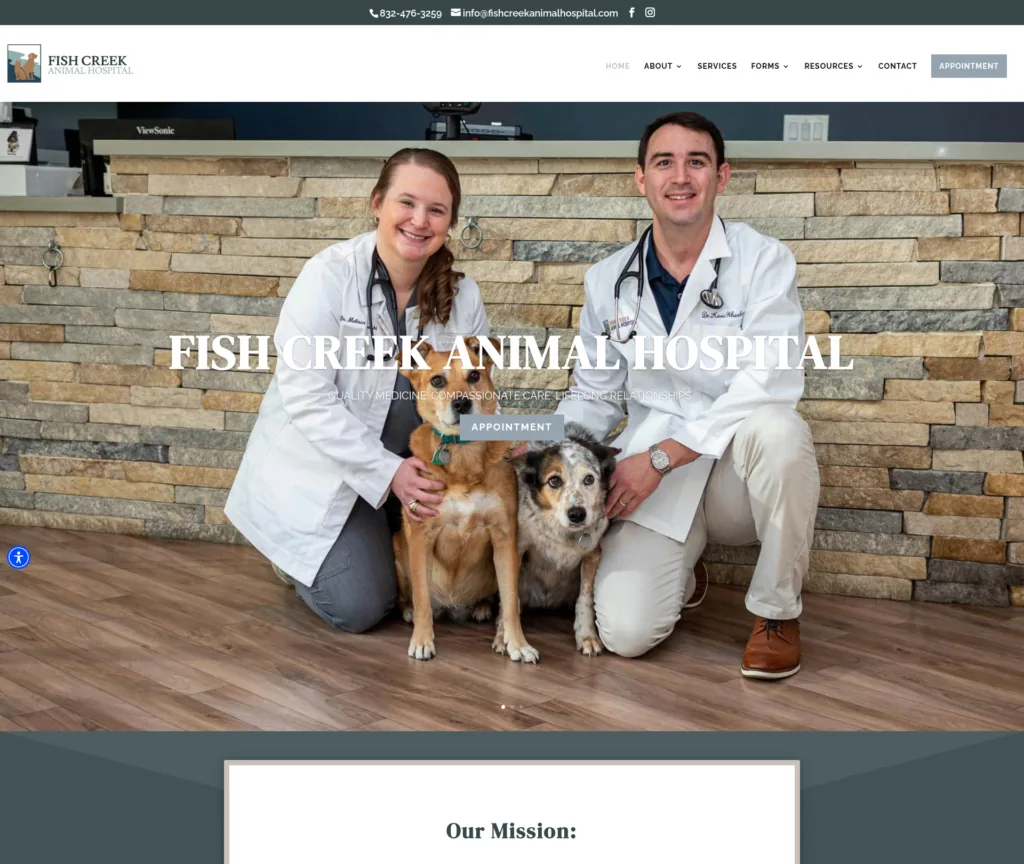 WordPress Rebuild for a Veterinary Hospital — desktop view at 1920 px