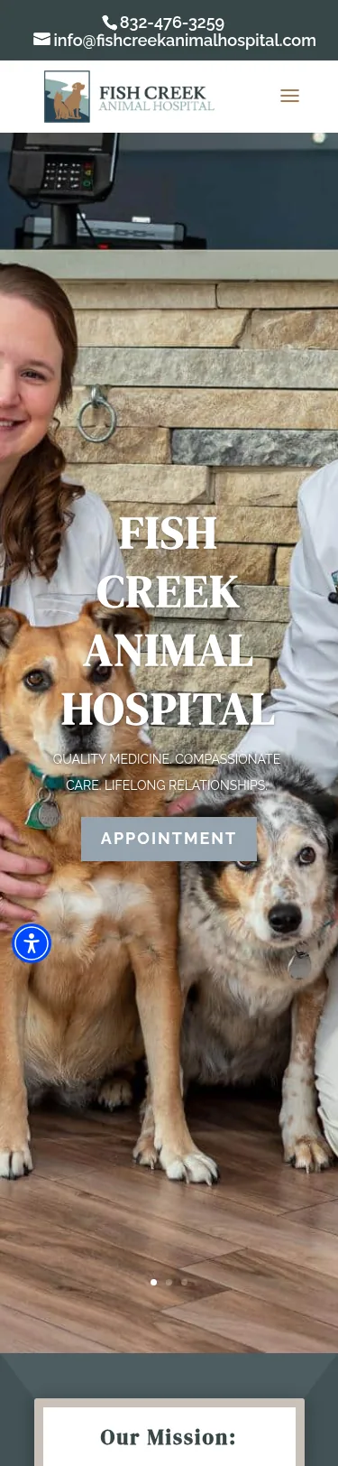 WordPress Rebuild for a Veterinary Hospital — mobile view at 375 px
