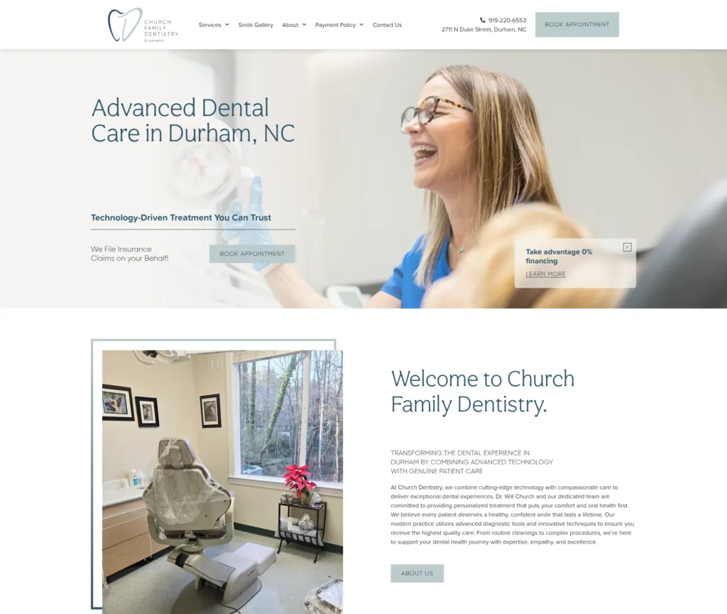 24-Page Dental Template Customisation — desktop view at 1920 px