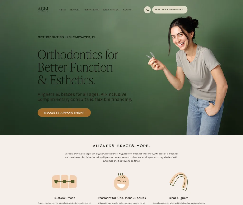 21-Page Orthodontics Template Customisation — desktop view at 1920 px