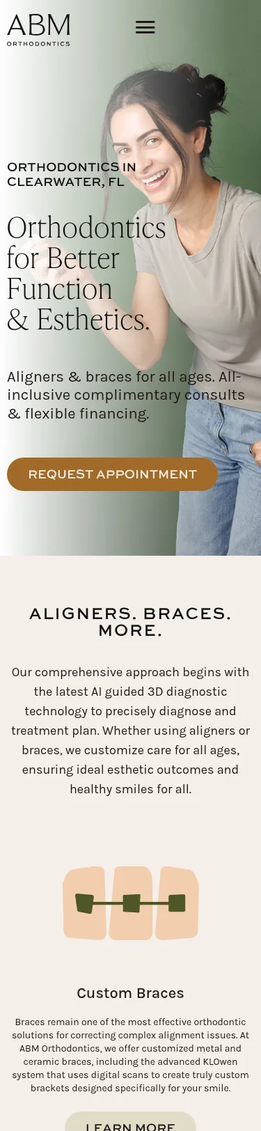 21-Page Orthodontics Template Customisation — mobile view at 375 px