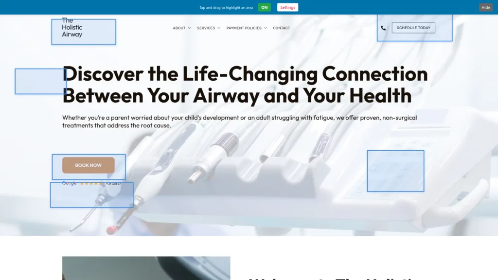 32-Page Airway Dental Template Customisation — desktop view at 1920 px