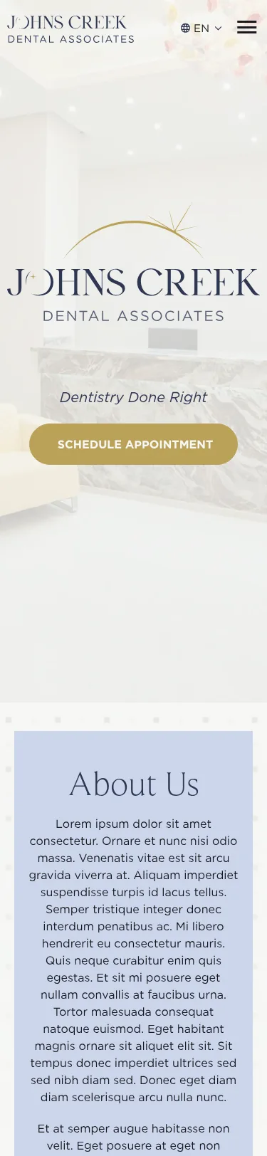 27-Page Dental Template Customisation — mobile view at 375 px