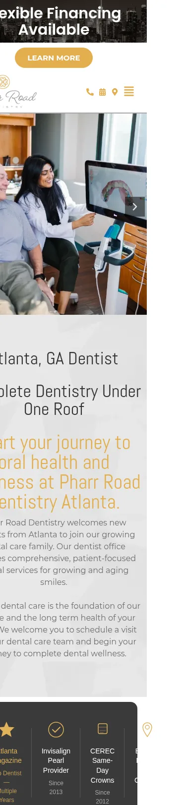 72-Page Dental WordPress Rebuild — mobile view at 375 px