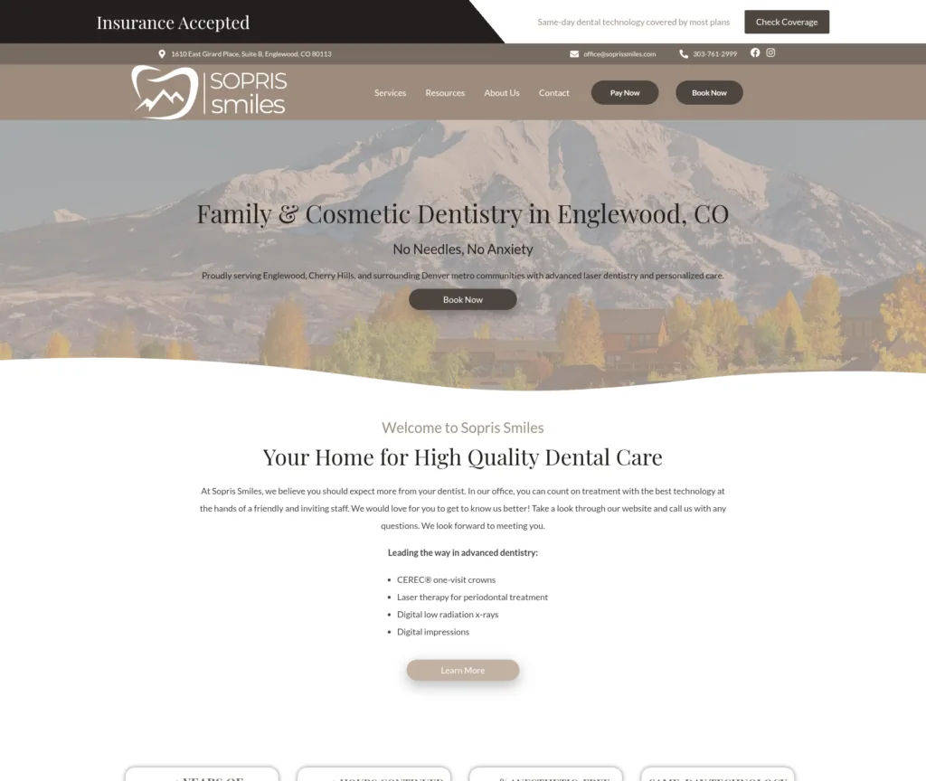 86-Page Dental WordPress Build — desktop view at 1920 px