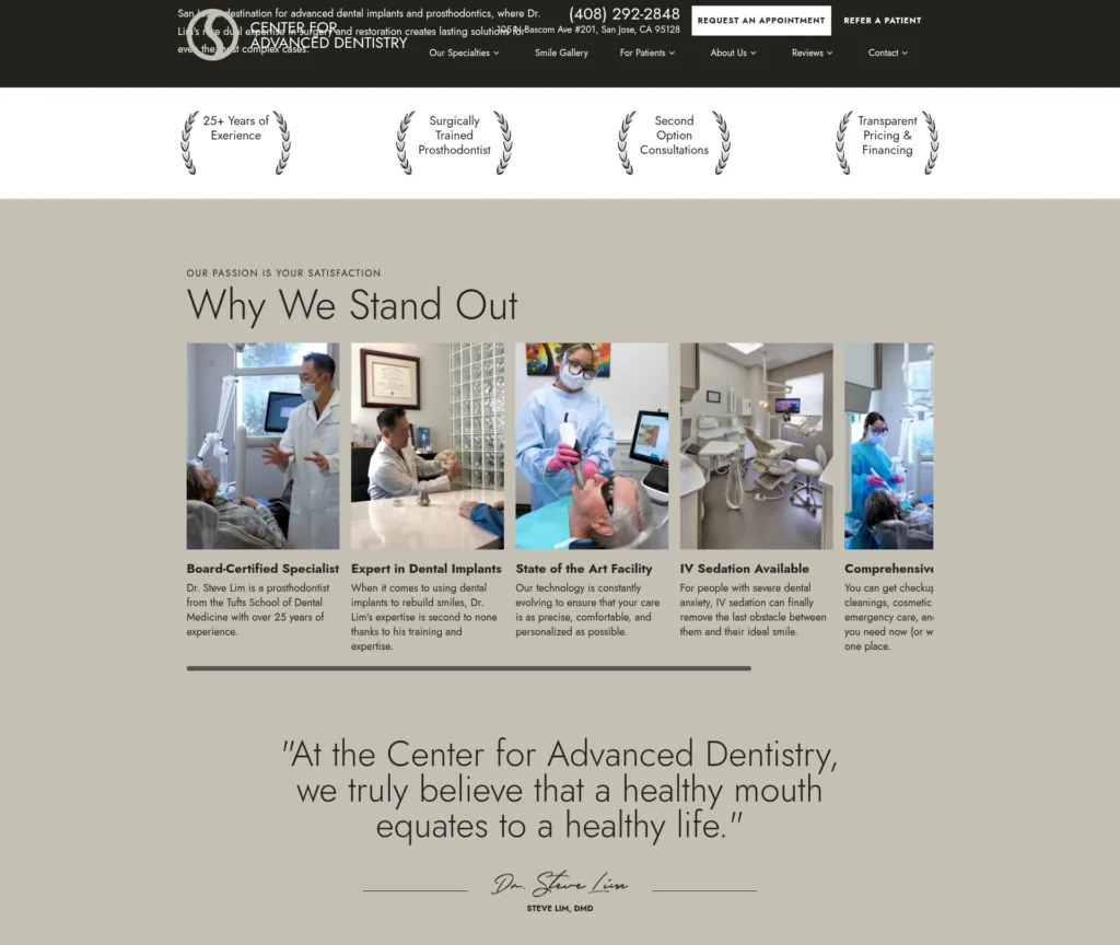 38-Page Dental WordPress Build — desktop view at 1920 px