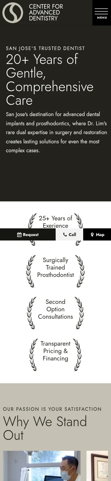 38-Page Dental WordPress Build — mobile view at 375 px