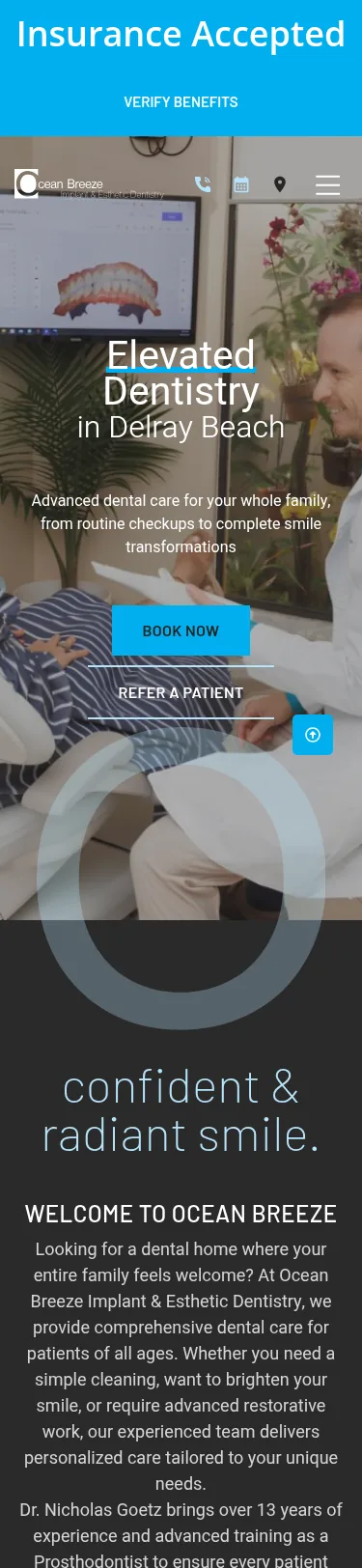 60-Page Dental Prosthodontics WordPress Build — mobile view at 375 px