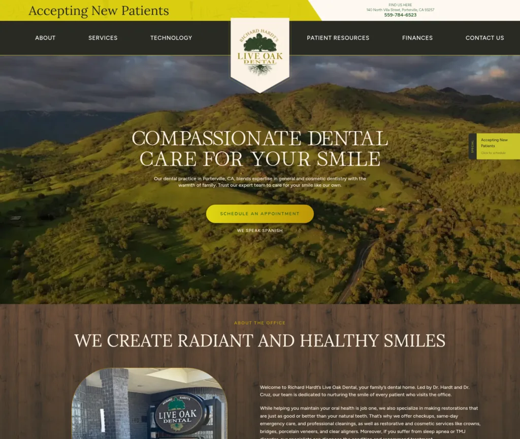 81-Page Dental WordPress Rebuild — desktop view at 1920 px