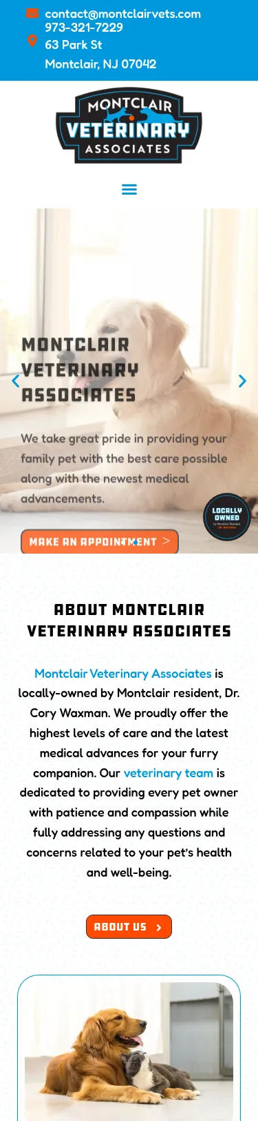 25-Page Veterinary WordPress Build — mobile view at 375 px