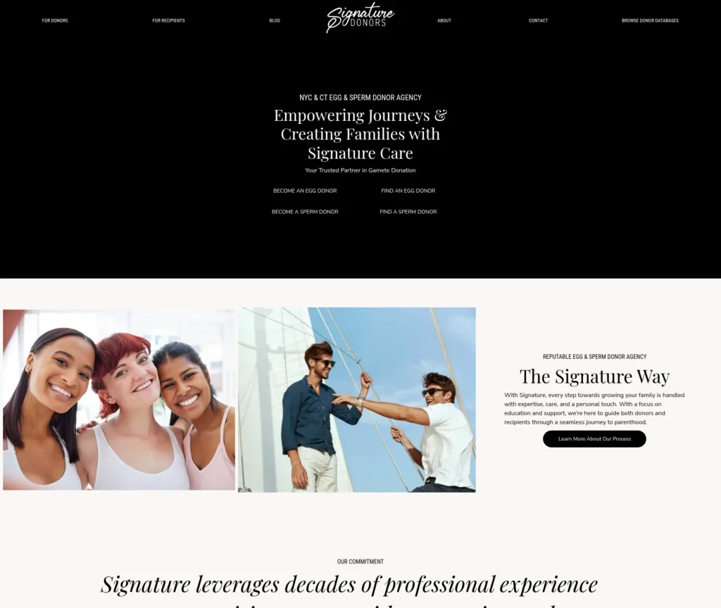 19-Page Egg Donor Agency WordPress Build — desktop view at 1920 px