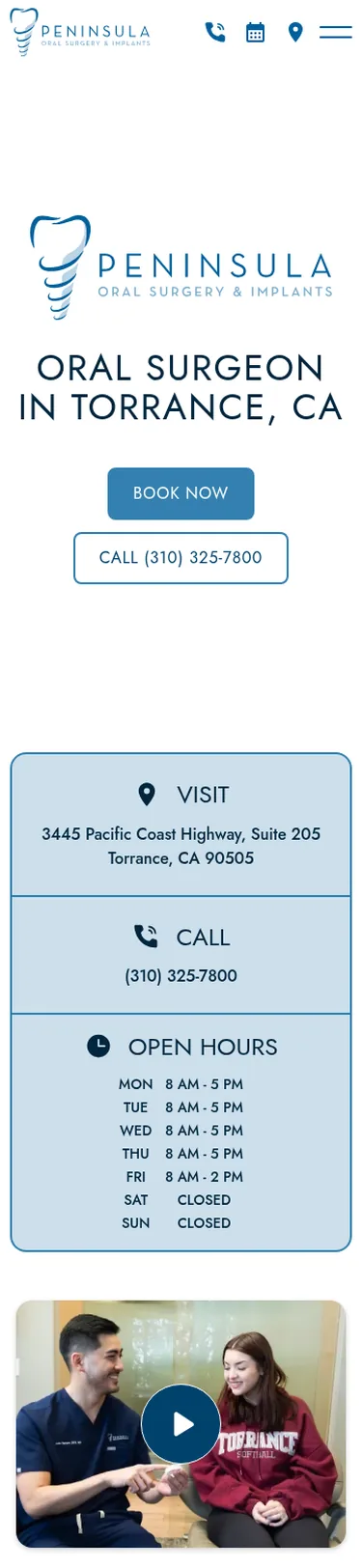 34-Page Oral Surgery WordPress Build — mobile view at 375 px