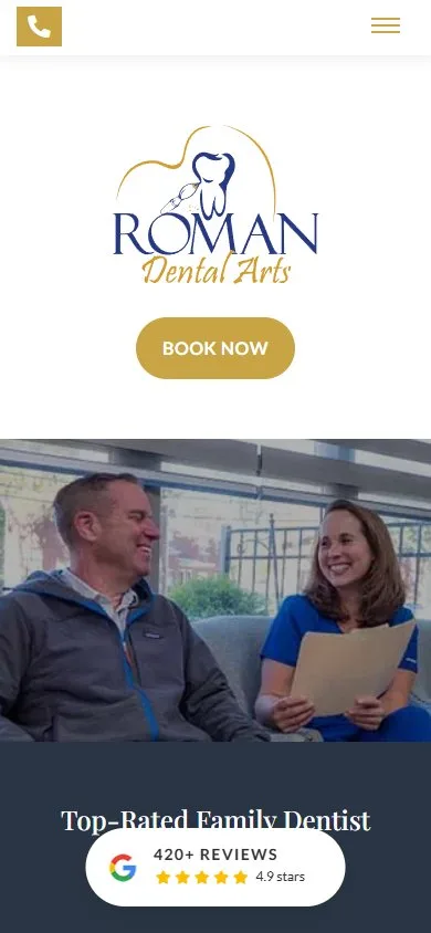 62-Page Dental WordPress Build — mobile view at 375 px