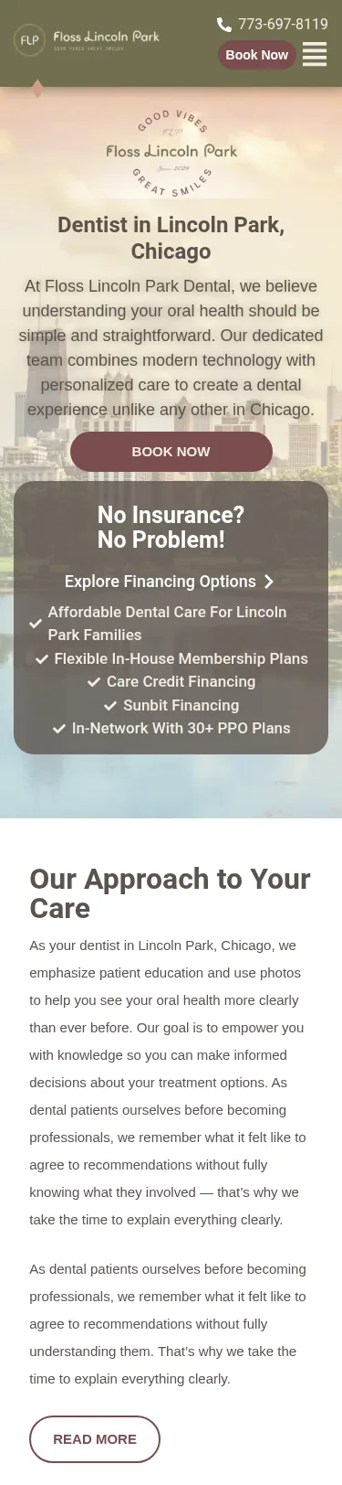 26-Page Dental Template Customisation — mobile view at 375 px