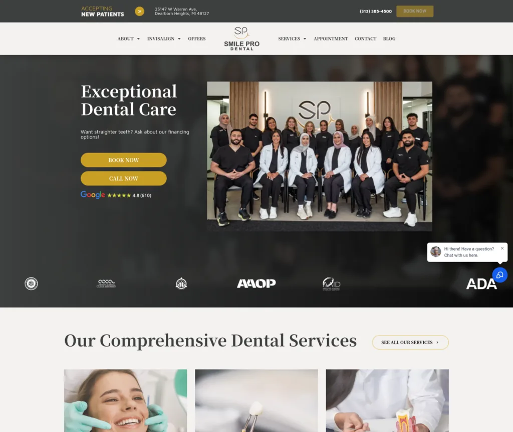 26-Page Dental Template Customisation — desktop view at 1920 px