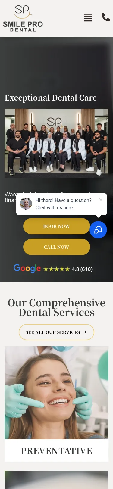 26-Page Dental Template Customisation — mobile view at 375 px