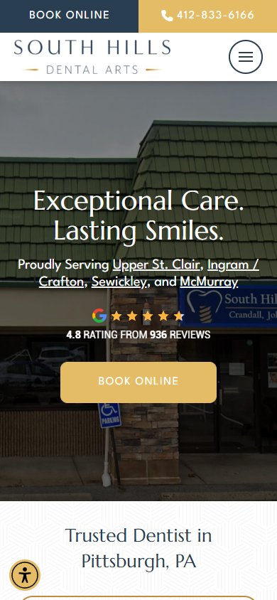 82-URL Dental WordPress Rebuild — mobile view at 375 px