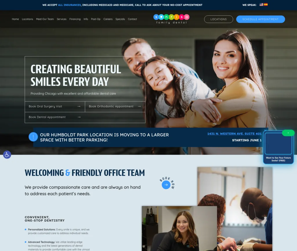 Multi-Location Dental Rebuild — desktop view at 1920 px