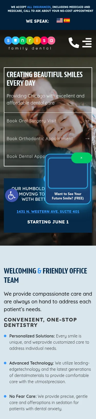 Multi-Location Dental Rebuild — mobile view at 375 px