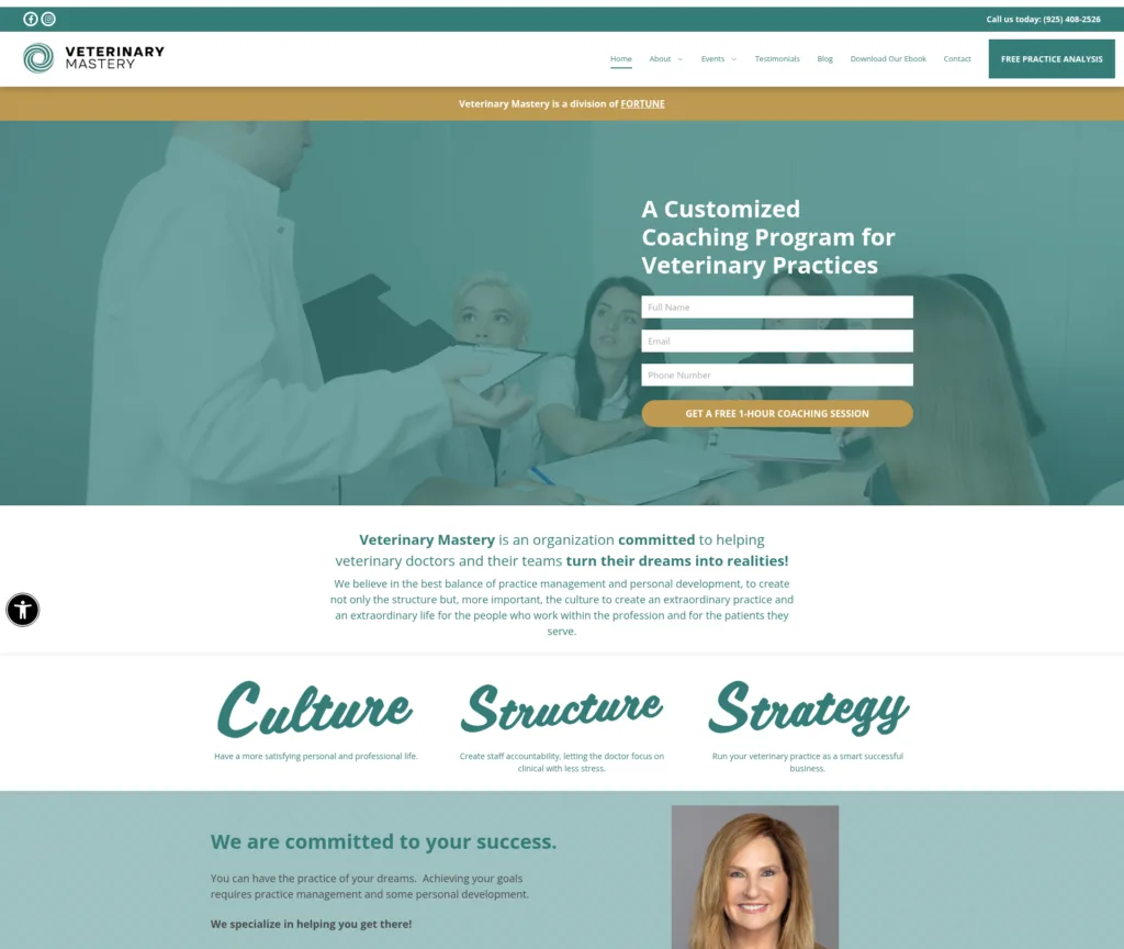 17-Page Veterinary WordPress Rebuild — desktop view at 1920 px