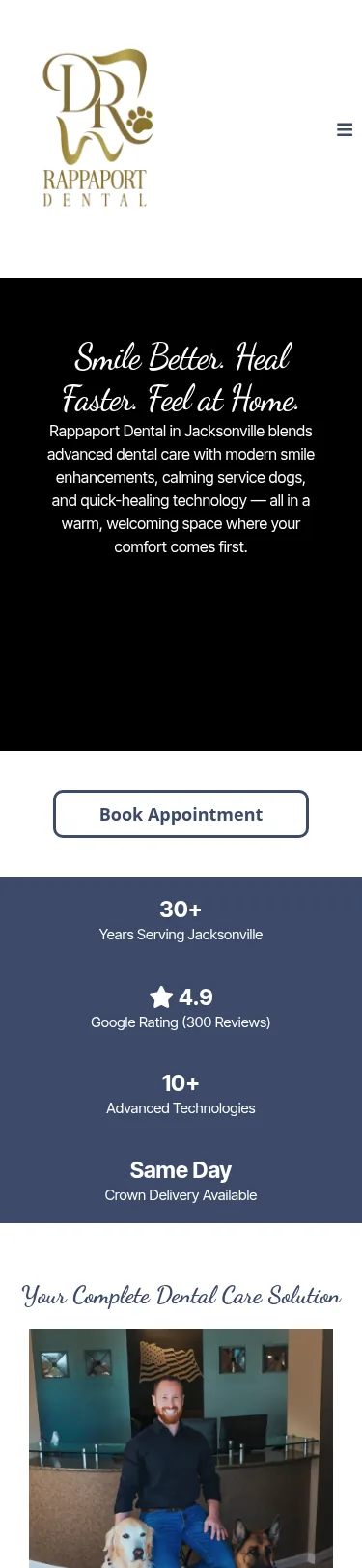 Dental SaaS-to-WordPress Rebuild, 33 Hours Delivered — mobile view at 375 px
