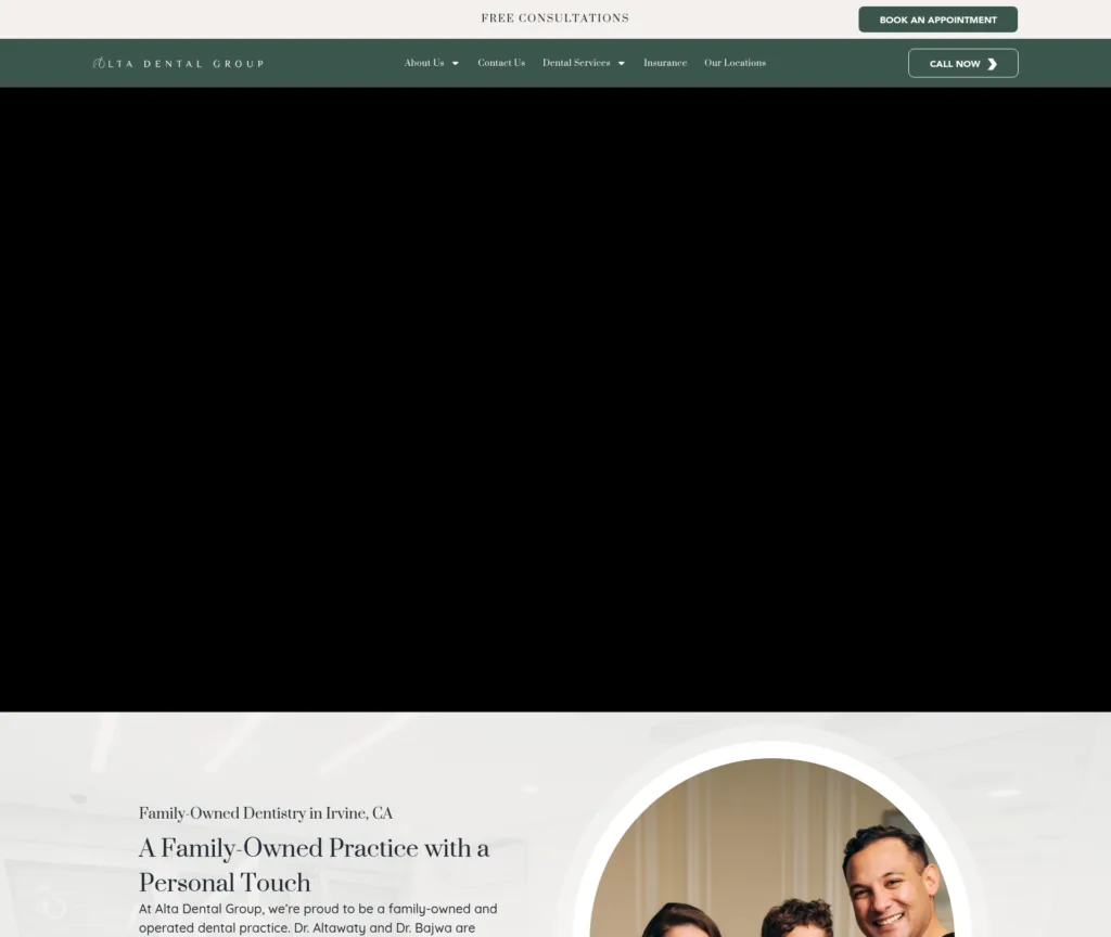 27-Page Multi-Office Dental WordPress Build — desktop view at 1920 px