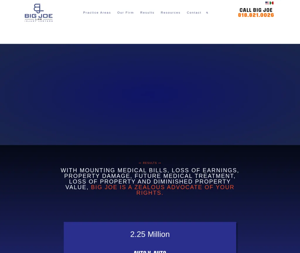 17-Page Personal-Injury Law Firm WordPress Build — desktop view at 1920 px
