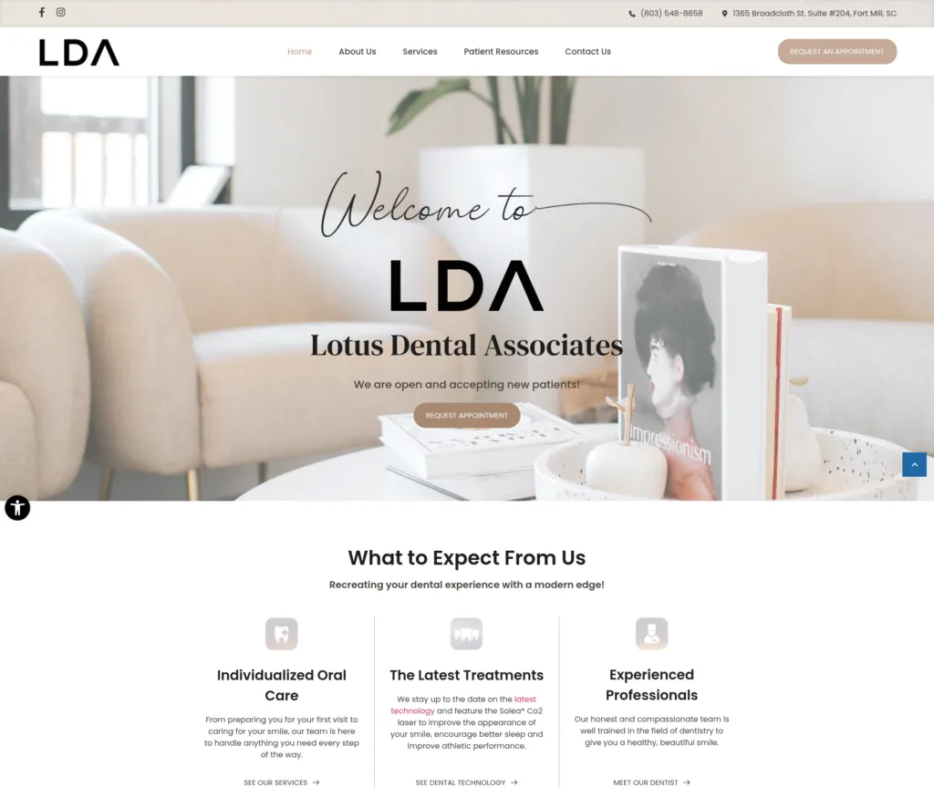 134-URL Dental WordPress Rebuild — desktop view at 1920 px