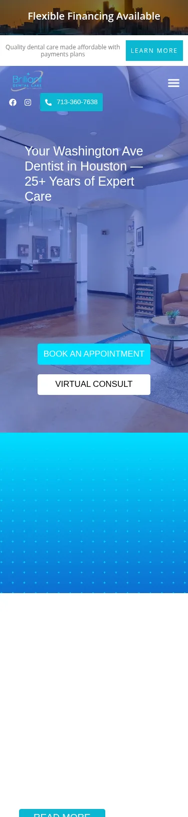 39-Page Dental Rebuild with a 113-Redirect Surface — mobile view at 375 px