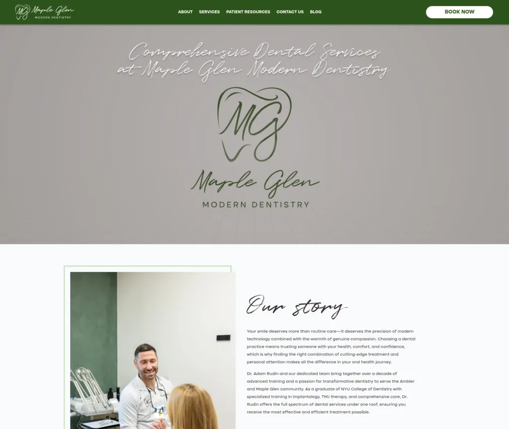 38-Page Dental Template Customisation — desktop view at 1920 px