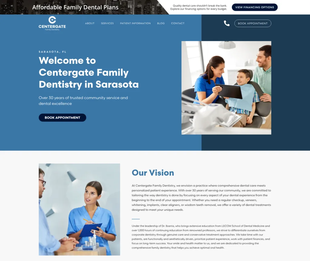 25-Page Dental Template Customisation — desktop view at 1920 px