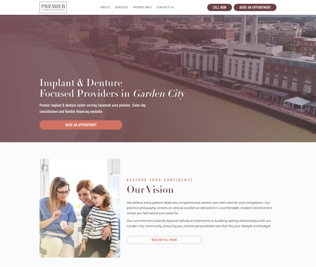 Implant & Prosthodontics Template Customisation — desktop view at 1920 px