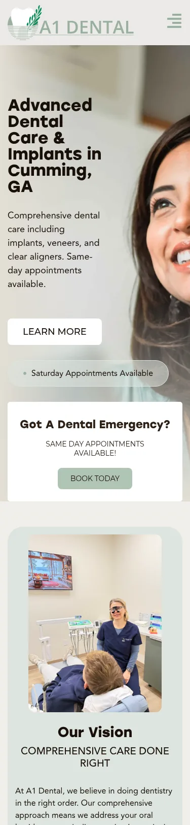 53-Page Dental Template Customisation — mobile view at 375 px