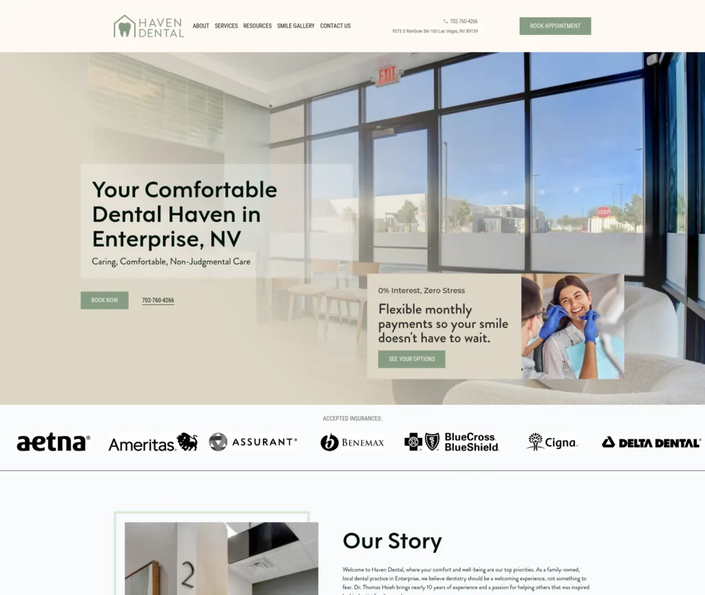 46-Page Dental Template Customisation in Las Vegas — desktop view at 1920 px