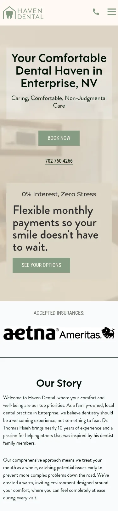 46-Page Dental Template Customisation in Las Vegas — mobile view at 375 px