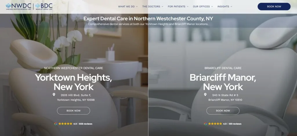Focused Dental WordPress Build on a Live Site — desktop view at 1920 px